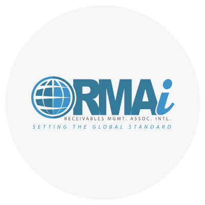 RMAi logo with a globe icon and text "RECEIVABLES MGMT. ASSOC. INTL. - SETTING THE GLOBAL STANDARD".