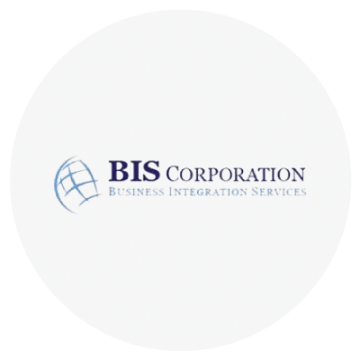 Logo of BIS Corporation with the text "Business Integration Services" and a globe design.