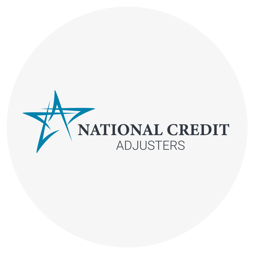 Logo of National Credit Adjusters with a stylized blue star design.