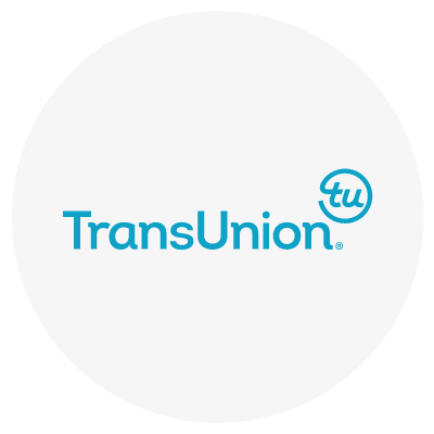 TransUnion logo with blue text and a circular design containing "tu" to the right.