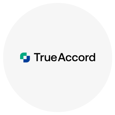 Logo of TrueAccord with stylized green and blue interlocking shapes next to the text. Logo of TrueAccord with stylized green and blue interlocking shapes next to the text.