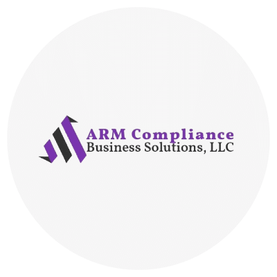 Logo of ARM Compliance Business Solutions, LLC with stylized purple and black design elements. Logo of ARM Compliance Business Solutions, LLC with stylized purple and black design elements.