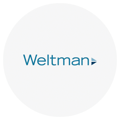 "Weltman" logo with a small triangular design to the right.