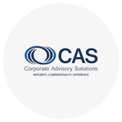Logo of CAS Corporate Advisory Solutions with the tagline "Integrity, Confidentiality, Experience."