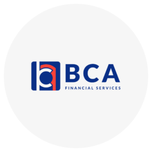Logo of BCA Financial Services with stylized initials in blue and red.